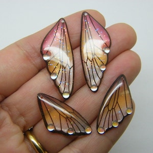 4 Butterfly insect wings set charms resin A512