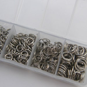 1 Box Assorted Jump Rings 3 to 8mm Silver Tone 1500 Pieces - Etsy
