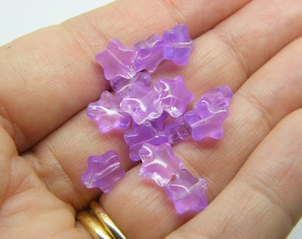 30 Star beads violet purple glass AB238