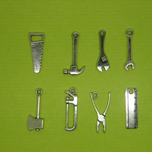 The Tool Charm Collection 8 different antique silver tone charms image 5