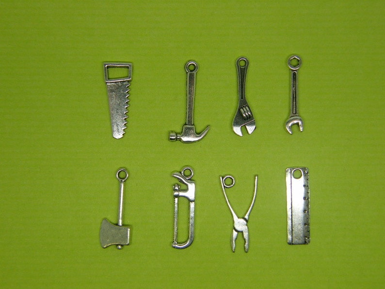 The Tool Charm Collection 8 different antique silver tone charms image 5