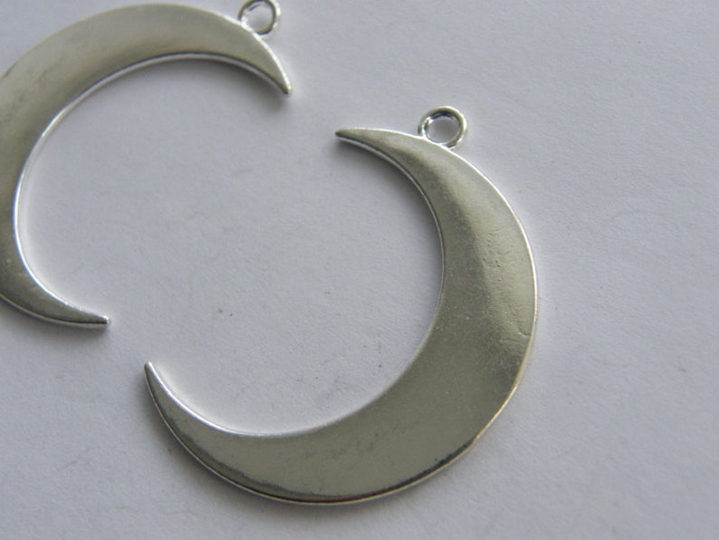 4 Moon pendants antique silver tone M29 image 5