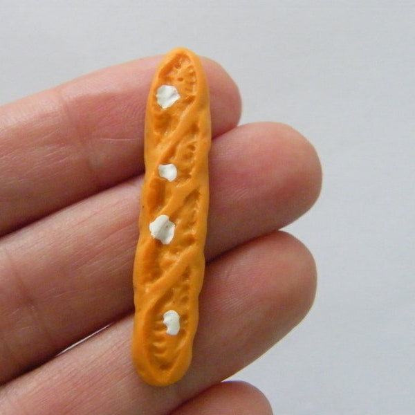 12 Baguette French loaf bread miniature dollhouse cabochon resin FD444