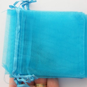 BULK 50 Organza bags sky blue 12 x 9cm