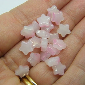 30 Star beads pink glitter powder glass AB236 image 3