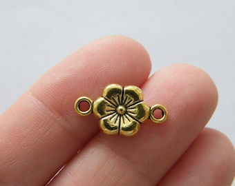 アンティーク ゴールド ピューター フラワー コネクター チャーム