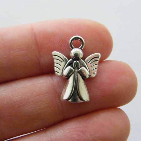 10 Angel charms silver tone AW18