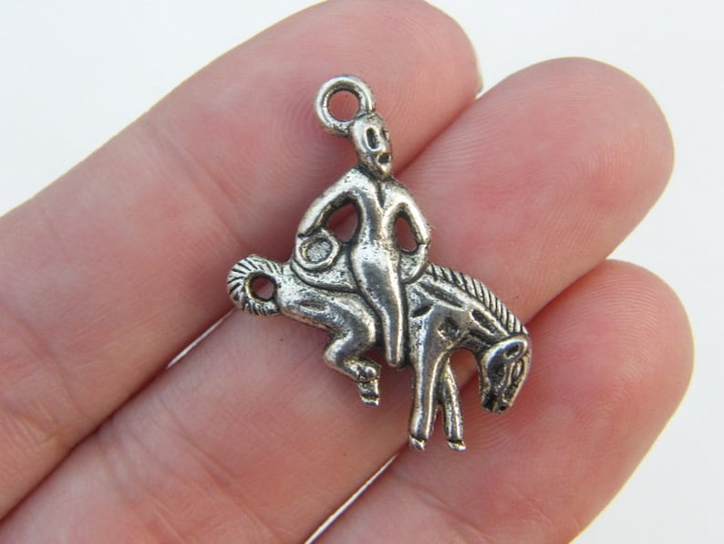 BULK 30 Rodeo charms antique silver tone A584