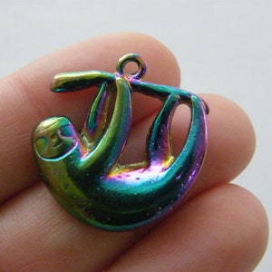 8 Sloth charms multi colour tone A1187