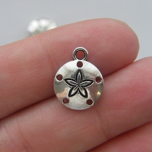 BULK 50 Sand dollar charms antique silver tone FF224 - SALE 50% OFF