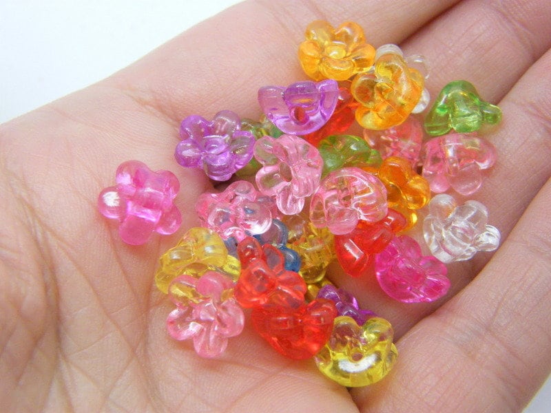 100 Fuchsia pink letter beads RANDOM mixed acrylic AB244