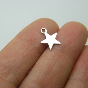 12 Star charms silver stainless steel S116