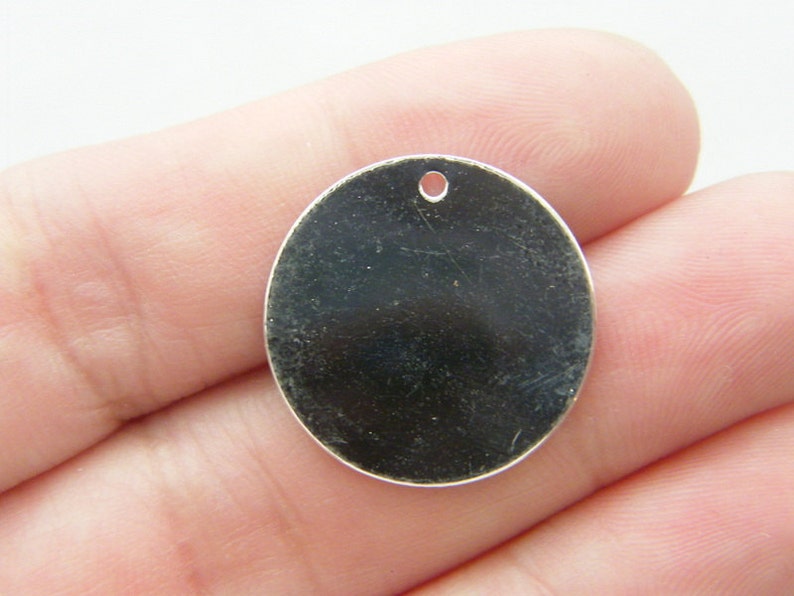 30 Stamping tags 20mm round blank silver plated TAG2