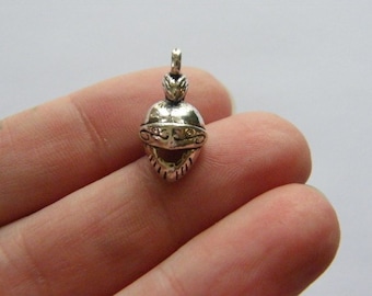 16 Medieval helmet charms antique silver tone SW35