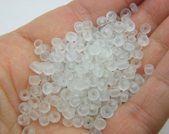 400 white/Clear frosted seed beads 4mm glass SBM1