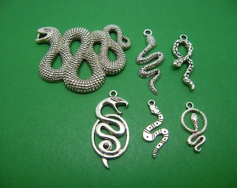 The Snake Collection - 6 different antique silver tone charms