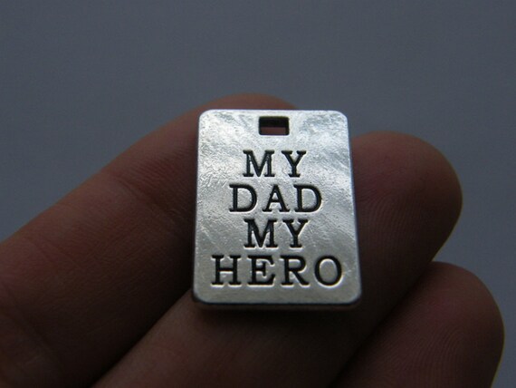 2 My dad my hero charms antique silver tone M603