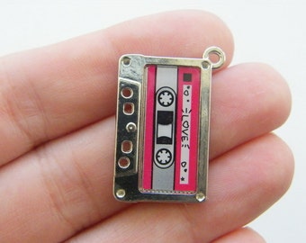 4 Tape cassette charms silver MN33