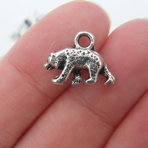 BULK 50 Bear charms antique silver tone A186