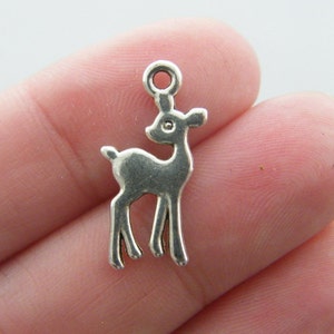 12 Deer charms antique silver tone A227