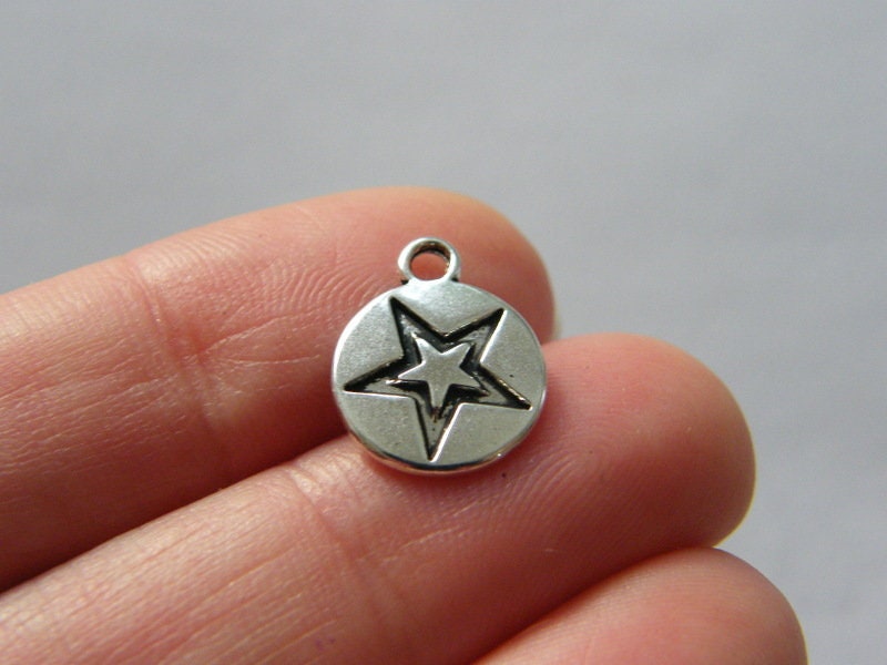 BULK 50 Star charms silver plated tone S92 SALE 50% OFF BULK 50 Star charms silver plated tone S92 SALE 50% OFF