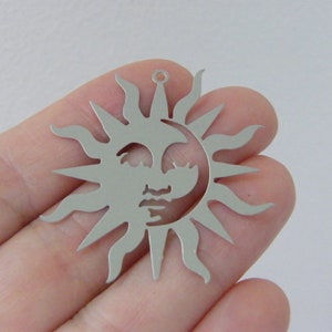 2 Sun pendants silver stainless steel S338 image 1