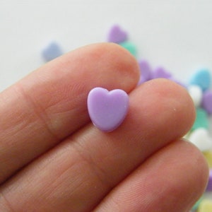 100 Acrylic heart 8mm RANDOM pastel beads AB23 image 3