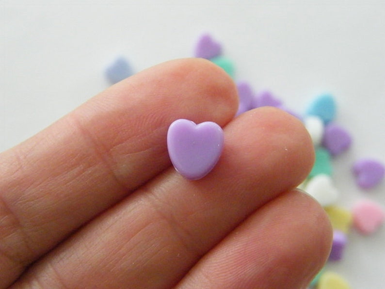 100 Acrylic heart 8mm RANDOM pastel beads AB23 image 3