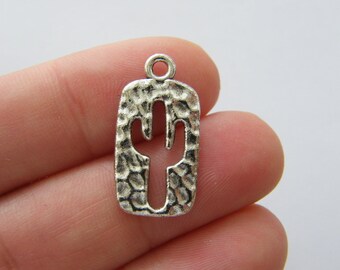 24 Cactus plant  charms antique silver tone L259
