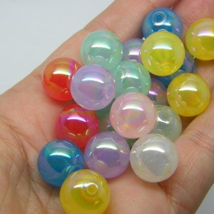 40 Imitation jelly beads 14mm random mixed acrylic BB655