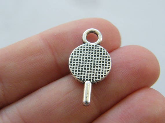 19mm Silver Yellow Plated I Love Table Tennis Charm 19mm Silver Yellow Plated I Love Table Tennis Charm