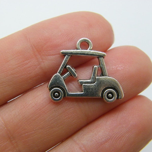 BULK 50 Golf cart charms antique silver tone TT51