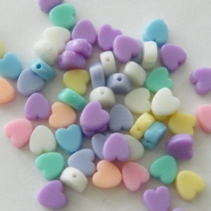 100 Acrylic heart 8mm RANDOM pastel beads AB23 image 4