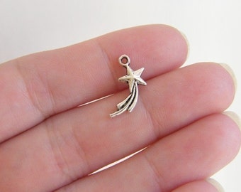 24 Vallende ster-bedels antiekzilverkleur S9