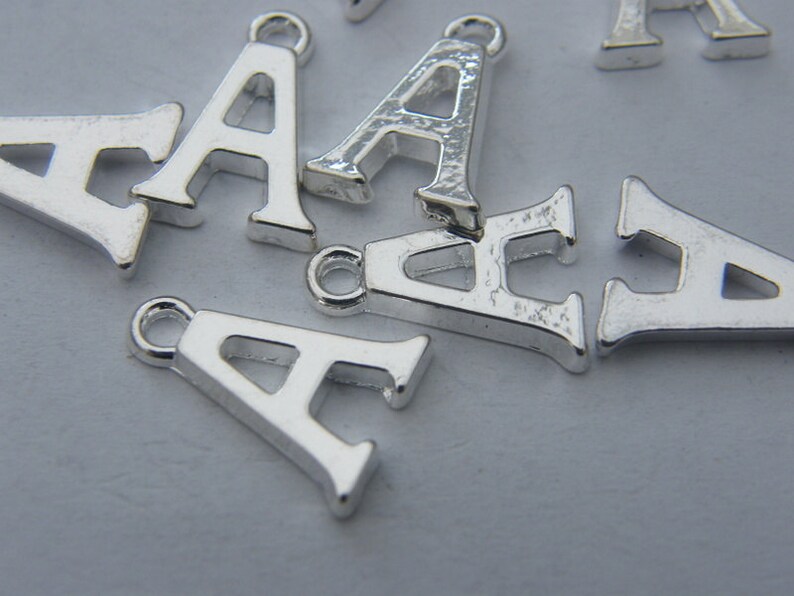 BULK 30 Letter A alphabet charms silver plated Etsy