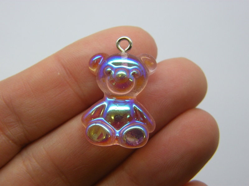 Buy 6 Pink Teddy Bear Pendants AB Resin P615 Online in India - Etsy