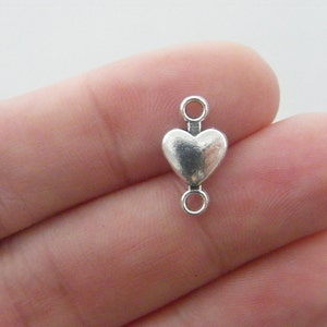BULK 50 Heart connector charms antique silver tone H70