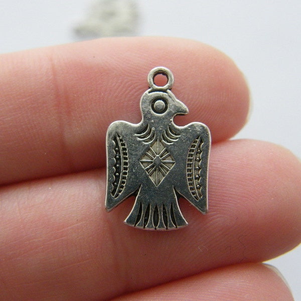 10 Eagle totem charms antique silver tone WT50