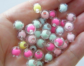100 klare und innere Farbe Perlen 8mm zufällig gemischt Acryl AB2
