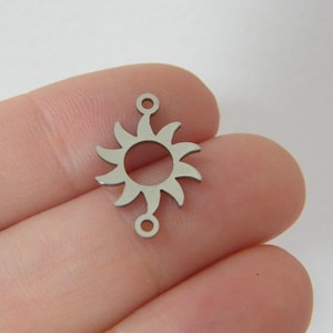 2 Sun connector charms silver stainless steel S330