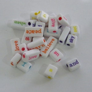 50 Word beads white random acrylic image 4