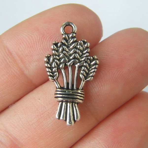 BULK 30 Wheat charms antique silver tone FD274