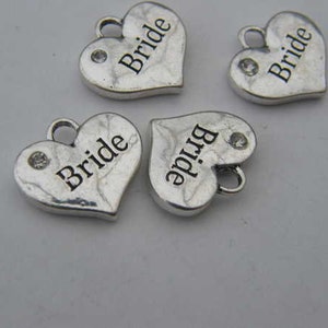 BULK 20 Bride pendants antique silver tone M459 image 4