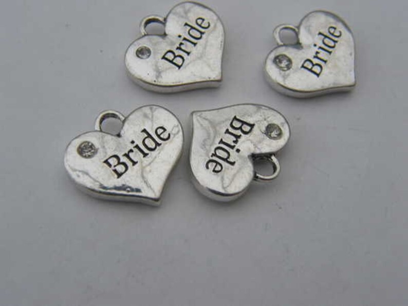 BULK 20 Bride pendants antique silver tone M459 image 4