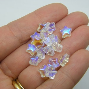 30 Star beads AB clear glass AB268