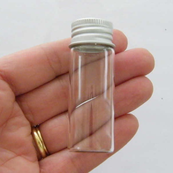 10 Mini glass bottles with screw on lids GB71