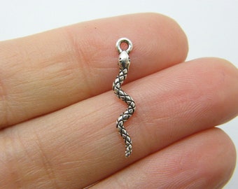 12 Snake charms antique silver tone A814