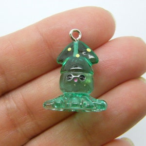 4 Octopus charms green resin FF115