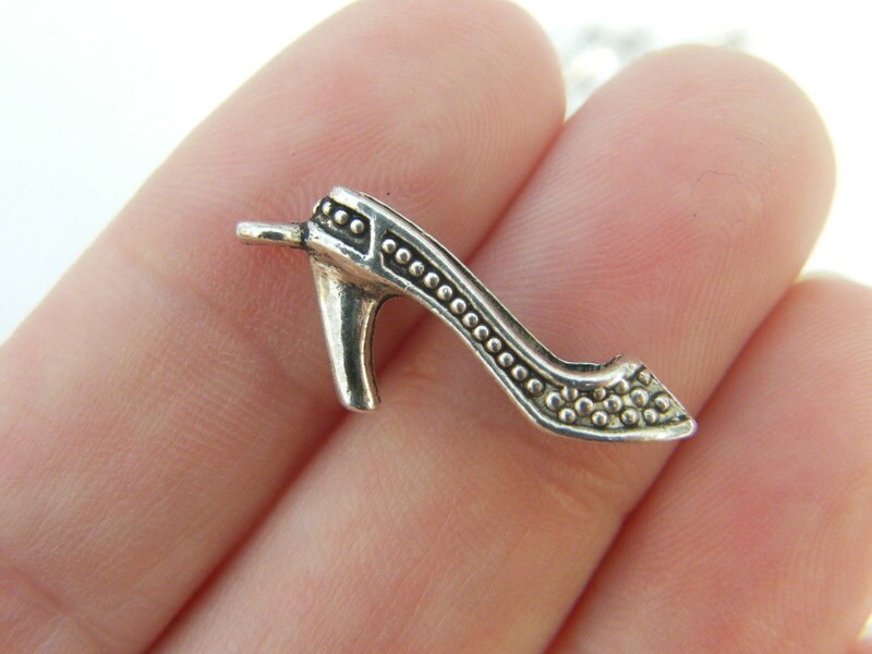 BULK 50 High heel shoe charms antique silver tone CA209 Etsy