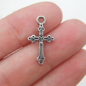 12 Cross charms antique silver tone C2